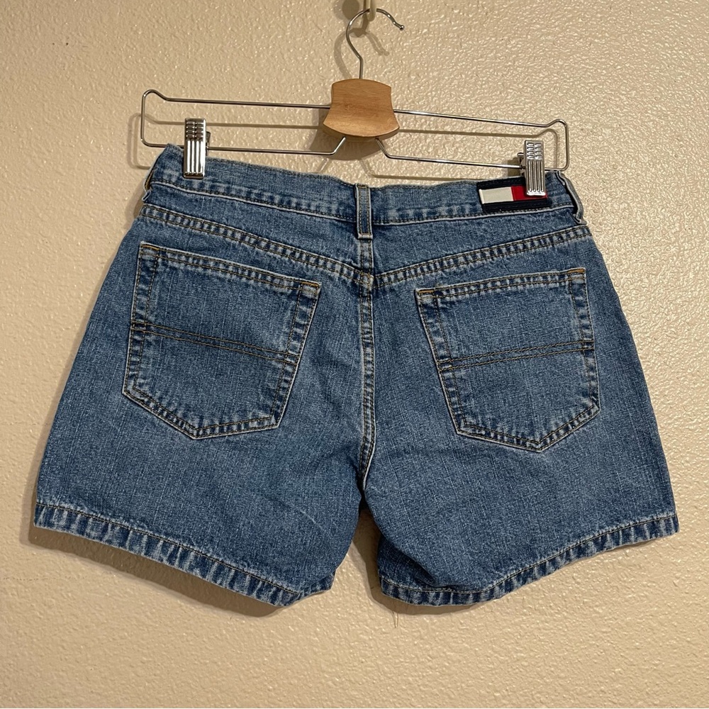 Vintage 1990s Tommy‎ Hilfiger Large Logo Patch Womens Denim Shorts